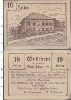 Банкнота 10 геллеров Германия : Нотгельды 1920 года