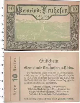 Банкнота 10 геллеров Германия : Нотгельды 1920 года