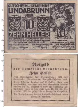 Банкнота 10 геллеров Германия : Нотгельды 1920 года