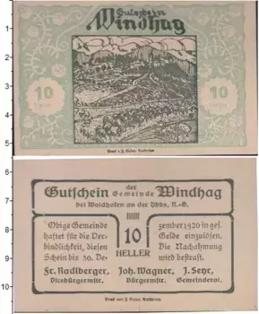 Банкнота 10 геллеров Германия : Нотгельды 1920 года