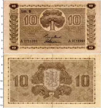 Банкнота 10 марок Финляндии 1939 года