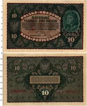 Банкнота 10 марок Польши 1919 года Тадеуш Костюшко