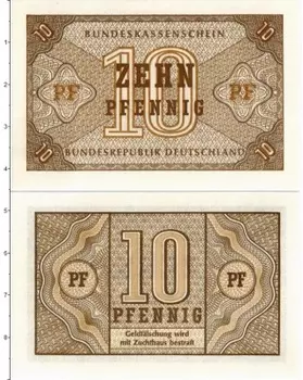 Банкнота 10 пфеннигов ФРГ 1967 года
