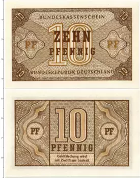 Банкнота 10 пфеннигов ФРГ 1967 года