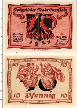 Банкнота 10 пфеннигов Германия : Нотгельды 1921 года Арнштадт