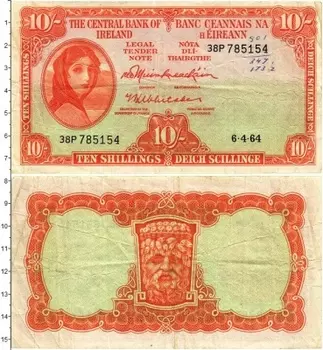 Банкнота 10 шиллингов Ирландии 1964 года