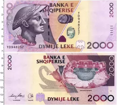 Банкнота 2000 лек Албании 2007 года Дженти, Король Иллирии