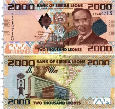 Банкнота 2000 леоне Сьерры-Леоне 2016 года Портрет И
