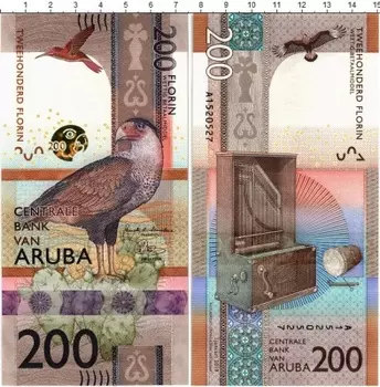 Банкнота 200 флорин Арубы 2019 года