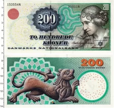 Банкнота 200 крон Дании 2000 года Джоанна Херберг