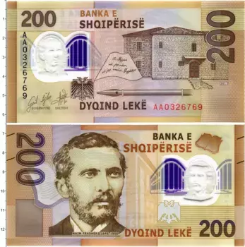 Банкнота 200 лек Албании 2017 года Пластик Наим Фрашери