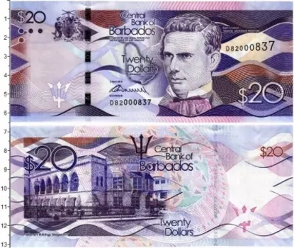 Банкнота 20 долларов Барбадоса 2013 года Портрет С