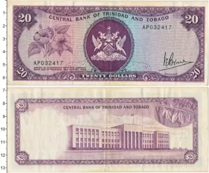 Банкнота 20 долларов Тринидада и Тобаго 1964 года Слаб ICG VF30
