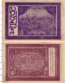 Банкнота 20 геллеров Австрии 1920 года Бахманнинг