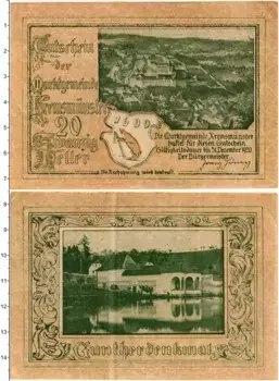 Банкнота 20 геллеров Австрии 1920 года Кремсмюнстер