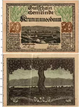 Банкнота 20 геллеров Австрии 1920 года Круммнуссбаум