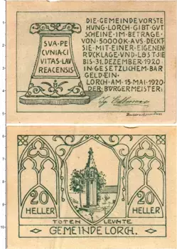 Банкнота 20 геллеров Австрии 1920 года Лорх