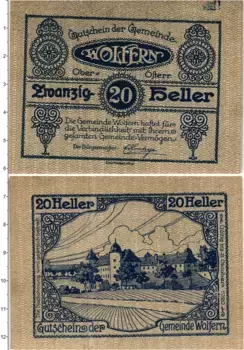 Банкнота 20 геллеров Австрии 1920 года Вольферн