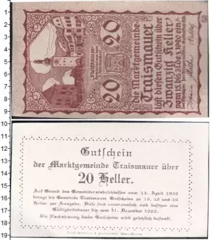 Банкнота 20 геллеров Германия : Нотгельды 1920 года