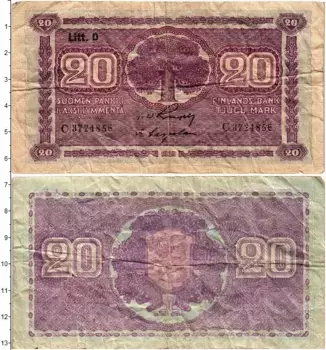 Банкнота 20 марок Финляндии 1939 года