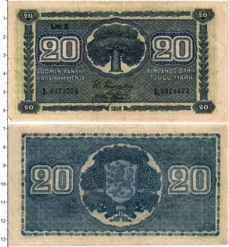 Банкнота 20 марок Финляндии 1945 года