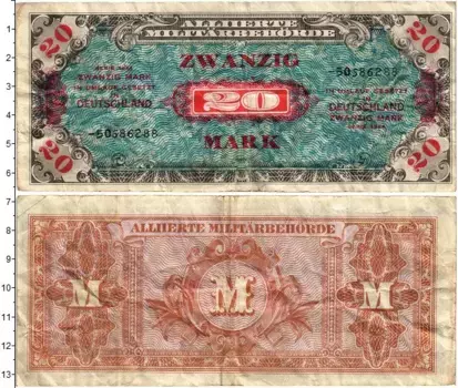 Банкнота 20 марок Германии 1944 года