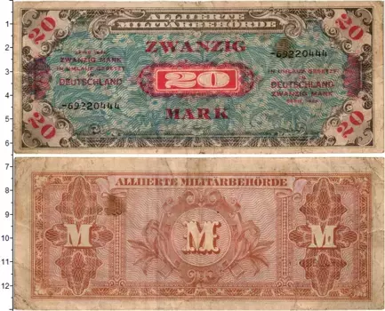 Банкнота 20 марок Германии 1944 года