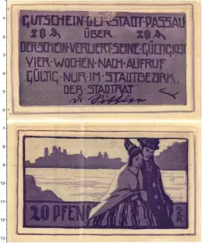Банкнота 20 пфеннигов Германия : Нотгельды 1920 года Пассау