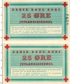 Банкнота 25 эре Дании 1952 года Датский Красный Крест