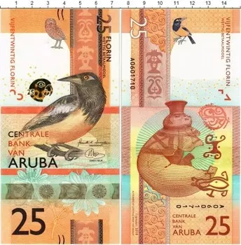 Банкнота 25 флоринов Арубы 2019 года