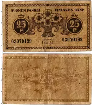 Банкнота 25 пенни Финляндии 1918 года