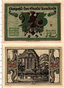 Банкнота 25 пфеннигов Германия : Нотгельды 1921 года Арнштадт