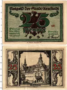 Банкнота 25 пфеннигов Германия : Нотгельды 1921 года Арнштадт