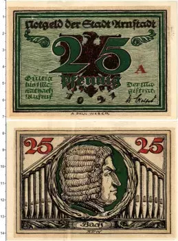 Банкнота 25 пфеннигов Германия : Нотгельды 1921 года Арнштадт
