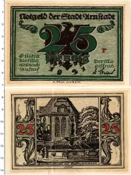 Банкнота 25 пфеннигов Германия : Нотгельды 1921 года Арнштадт