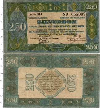 Банкнота 2 1/2 гульдена Нидерланд 1922 года