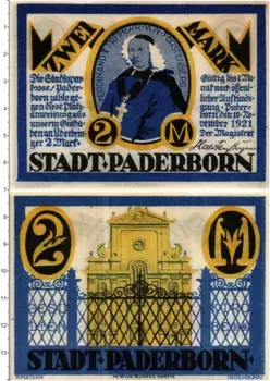 Банкнота 2 марки Германия : Нотгельды 1921 года Падерборн