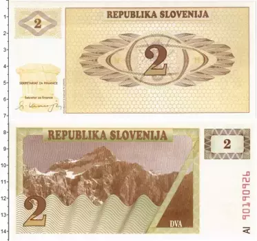 Банкнота 2 толара Словении 1990 года