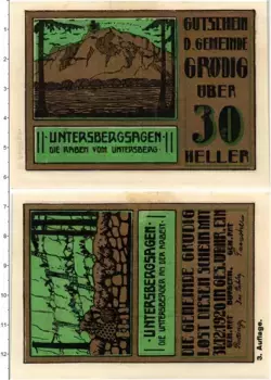 Банкнота 30 хеллеров Австрии 1920 года Грёдиг