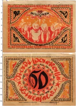 Банкнота 50000000 марок Германия : Нотгельды 1922 года Билефельд