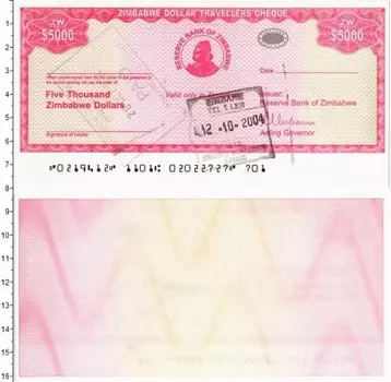 Банкнота 5000 долларов Зимбабве 2004 года