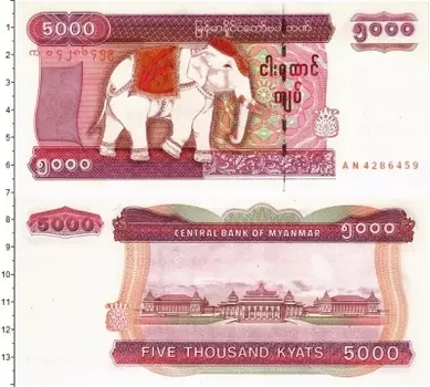 Банкнота 5000 кьят Мьянмы 2009 года