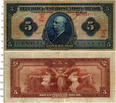 Банкнота 5000 рейс Бразилии 1925 года