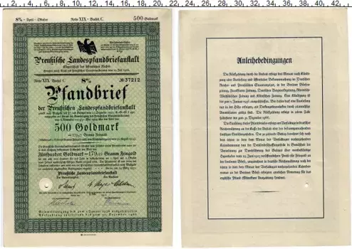 Банкнота 500 марок Веймарской республики 1930 года Облигация