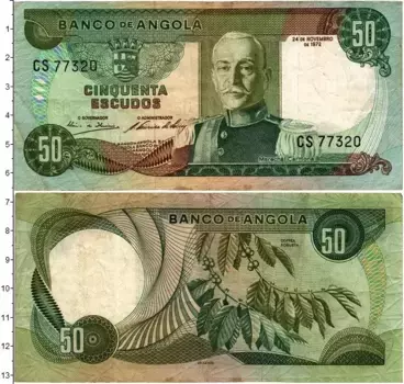 Банкнота 50 эскудо Анголы 1972 года Португальская колония
