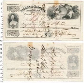 Банкнота 50 долларов Америки 1892 года Чек на 50 долларов Sisson & Chapman