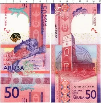 Банкнота 50 флоринов Арубы 2019 года