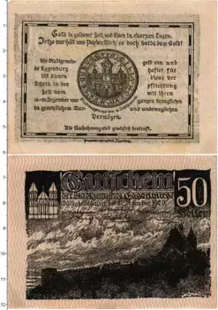 Банкнота 50 геллеров Австрии 1920 года Эггенбург