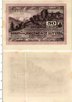 Банкнота 50 геллеров Австрии 1920 года Миттерзилль