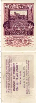 Банкнота 50 геллеров Австрии 1920 года Вайнцирль